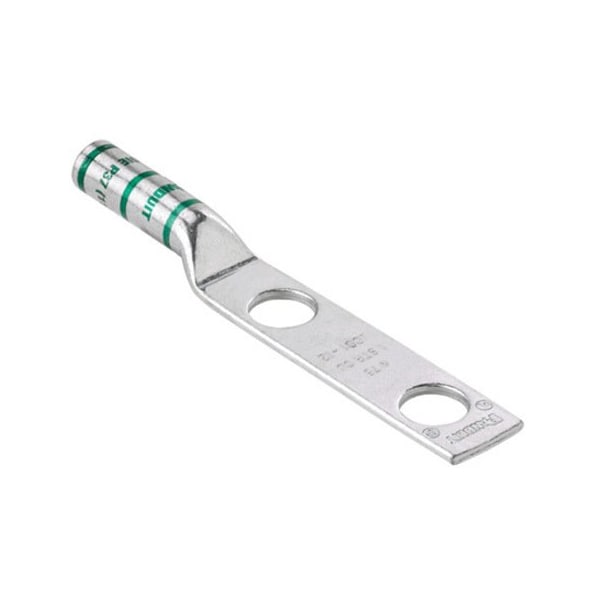 Two-Hole Compression Lug, 4/0 AWG Max, Long Barrel, Copper, Purple